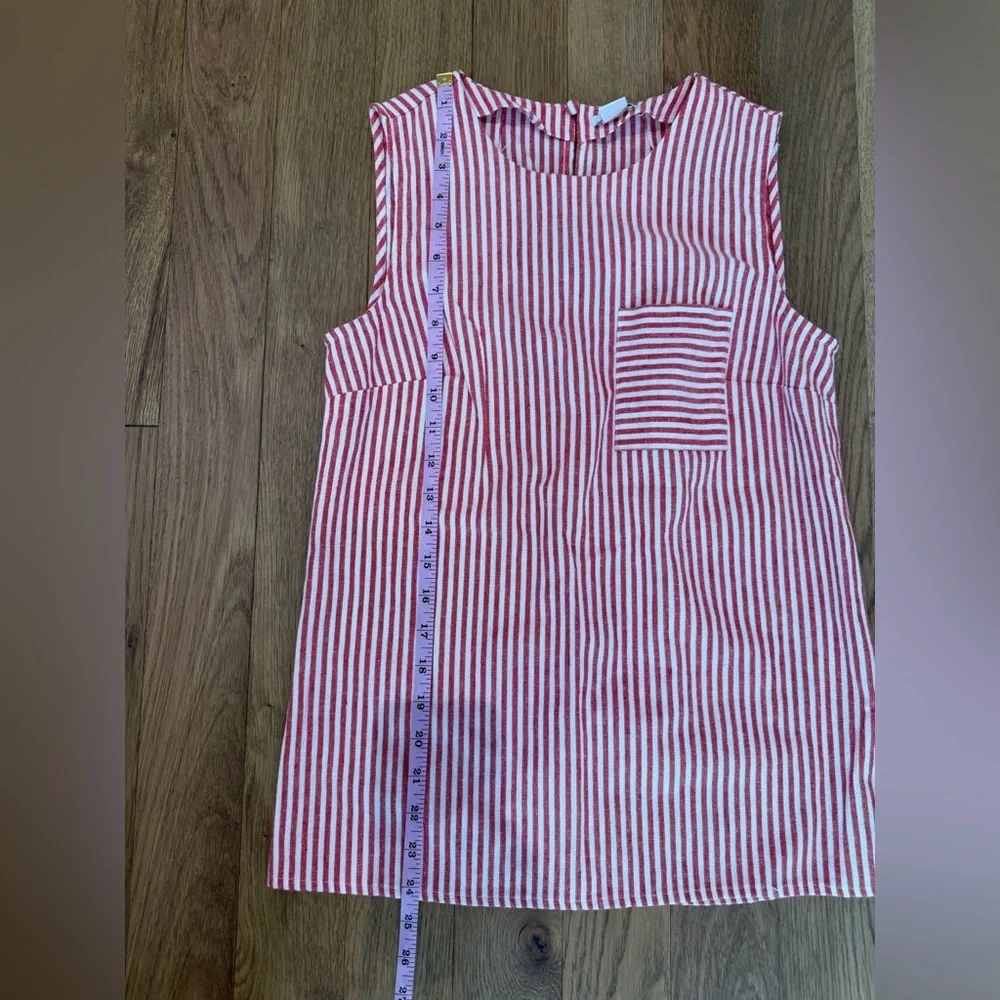 ❤️ J.Crew Red & White Striped Linen Blend Sleeveless Top Size 0 ✨